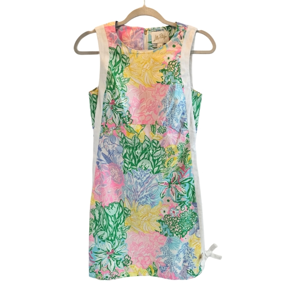 LILLY PULITZER Beckler Stretch  Shift Dress In Multi Bright Delight Patch - Picture 3 of 16